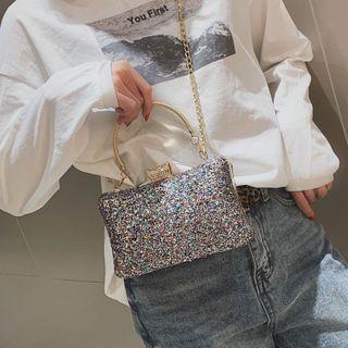 Sequined Chain Strap Hand Bag