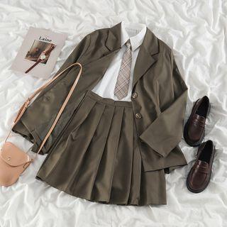 Plain Blazer / Tie-neck Shirt