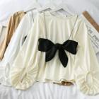 Bubble-sleeved Mock Two-piece Top