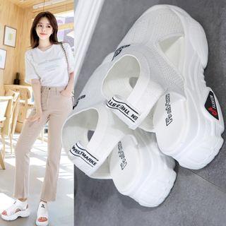 Lettering Cut-out Peep-toe Sneakers