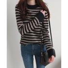 Crewneck Stripe Wool Blend Sweater