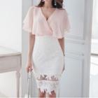 Set: Chiffon Top + Lace-panel Skirt