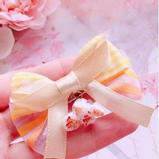 Pop Corn Ribbon Hair Clip 1 Pc - Yellow - One Size