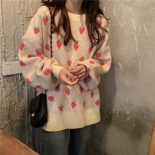 Strawberry Print Loose Sweater