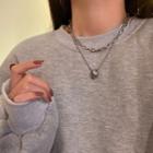 Pendant Layered Alloy Choker Necklace - Silver - One Size