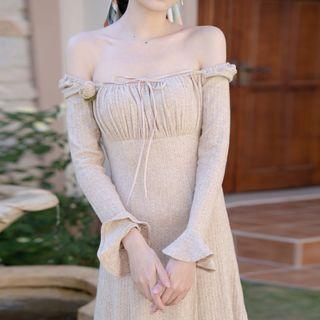 Long-sleeve Knit Midi A-line Dress (various Designs)