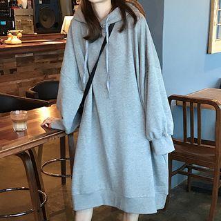Hooded Oversize Plain Long Sweatshirt