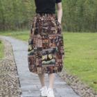 Print Midi Skirt 90 - Black & Almond & Brown - One Size