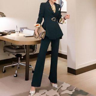 Set: One-button Blazer + Boot-cut Dress Pants