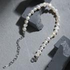 Freshwater Pearl Sterling Silver Bracelet 1pc - Silver & Beige - One Size