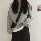 Long-sleeve Drawstring Plain Sweatshirt