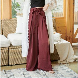 Side-slit High-waist Wide-leg Pants