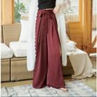 Side-slit High-waist Wide-leg Pants