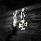 Sterling Silver Blue Sapphire Cross Single Earring