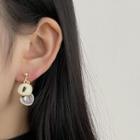 Geometric Drop Earring 1 Pair - S925 Silver - Brown & White - One Size