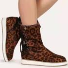 Leopard Print Platform Short Boots