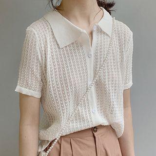 Short-sleeve Crochet Knit Cardigan