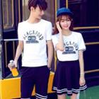 Couple Matching Short-sleeve Lettering T-shirt / Shorts / Skirt