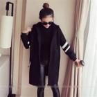 Contrast Striped Hooded Coat