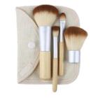 Set Of 4: Bamboo Handle Makeup Brush Bamboo - One Size