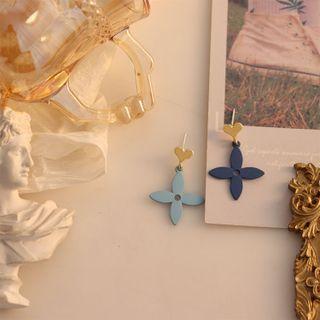 Flower Earring 1 Pair - Light Blue & Dark Blue - One Size