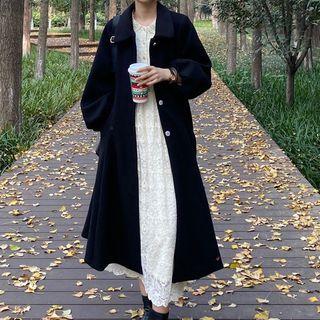 Single-breasted Midi Coat / Lace Long-sleeve Midi A-line Dress