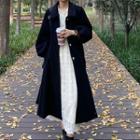 Single-breasted Midi Coat / Lace Long-sleeve Midi A-line Dress