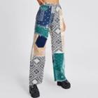 Color Block Print Panel Straight Leg Jeans