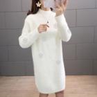 Snowflake Embroidered Sweater Dress