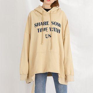 Lettering Slit Hoodie