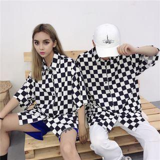 Couple Matching Short-sleeve Check Shirt