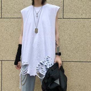 Distressed Tank Top White - One Size