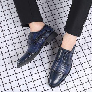 Perforated Lace-up Faux Leather Shoes