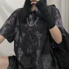 Couple Matching Chain Detail Short Sleeve Tie-dye Shirt