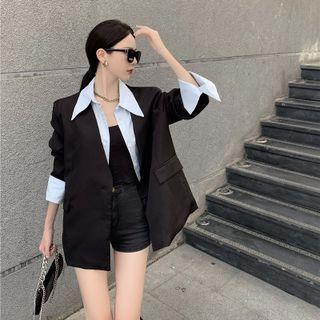 Mock Two-piece Single-breasted Blazer Black - One Size