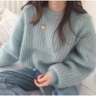 Round-neck Plain Knitted Sweater