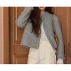 Collarless Boucle Tweed Jacket (blue) One Size