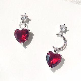 Faux Crystal Heart Moon Dangle Earring