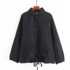 Argyle Print Padded Buttoned Jacket
