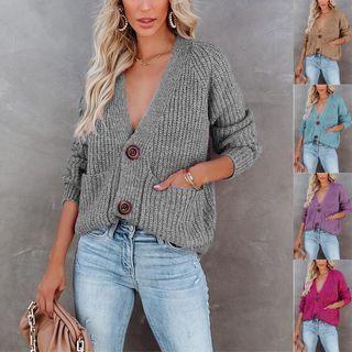Long Sleeve V-neck Oversized Cardigan