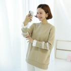 Lace-trim Fleece Lined Sweatshirt