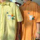 Couple Matching Short-sleeve Tag Patched Shirt