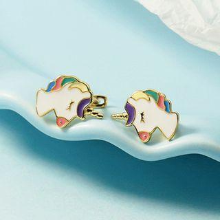 Unicorn Ear Stud 1 Pair - Ear Stund - Unicorn - Purple & Blue & White - One Size