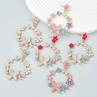 Butterfly Flower Rhinestone Dangle Earring