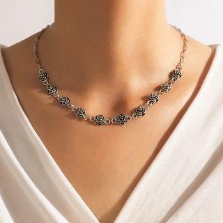 Rose Chain Necklace 1 Pc - 18242 - Silver - One Size
