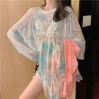Long-sleeve Tie-dye Sheer T-shirt