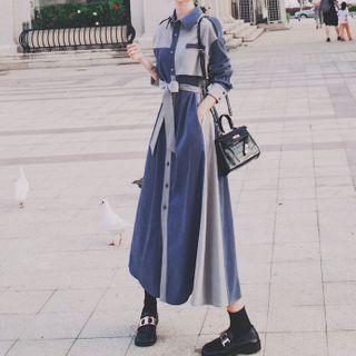 Two Tone Buttoned Long Coat