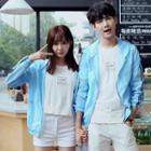 Couple Matching Printed Hooded Windbreaker