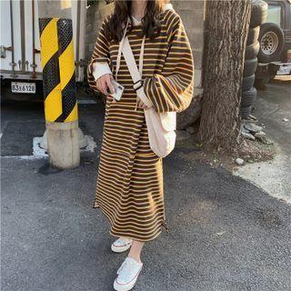 Oversized Striped Long-sleeve Sweatshirt Skirt