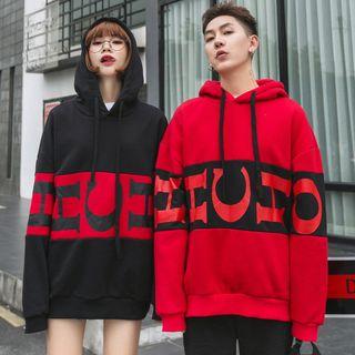 Couple Matching Lettering Panel Hoodie